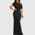 One-Shoulder Maxi Gown for Women — Asymmetrical Neckline, Fitted Silhouette