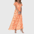 Floral V-Neck Maxi Dress with Flutter Sleeves and Relaxed Bodice