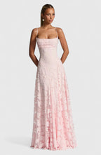 Floral Spaghetti Strap A-Line Maxi Dress with Ruching for Women
