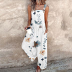 Sleeveless Wide-Leg Jumpsuit with Square Neck and Floral Print