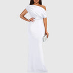 One-Shoulder Maxi Gown for Women — Asymmetrical Neckline, Fitted Silhouette
