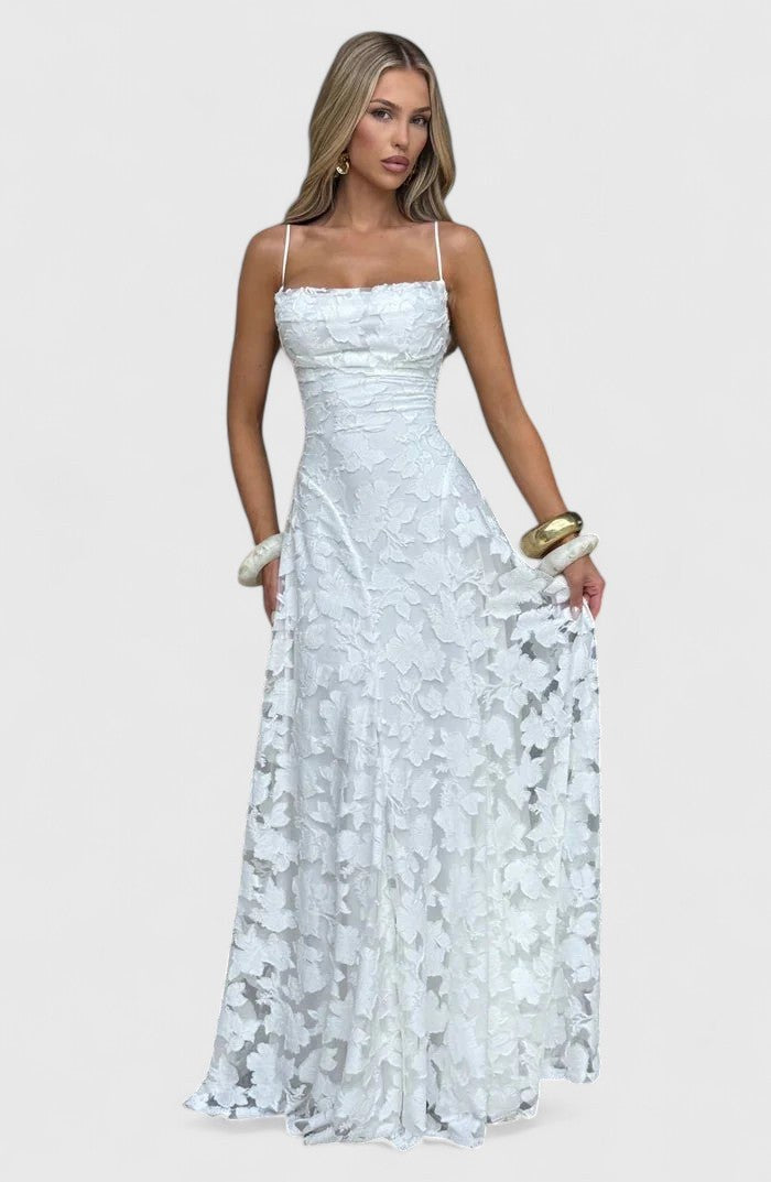Floral Spaghetti Strap A-Line Maxi Dress with Ruching for Women
