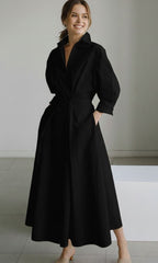 Maxi shirt dress with tie waist and long sleeves for women