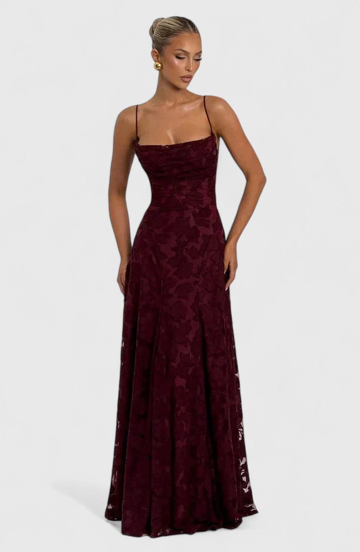 Floral Spaghetti Strap A-Line Maxi Dress with Ruching for Women