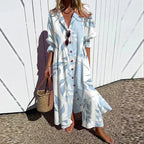 Floral Midi Shirt Dress with Button Front and Short Sleeves