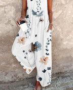 Sleeveless Wide-Leg Jumpsuit with Square Neck and Floral Print