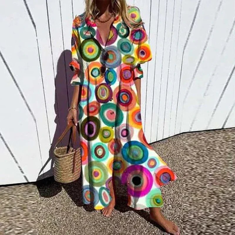 Floral Midi Shirt Dress with Button Front and Short Sleeves