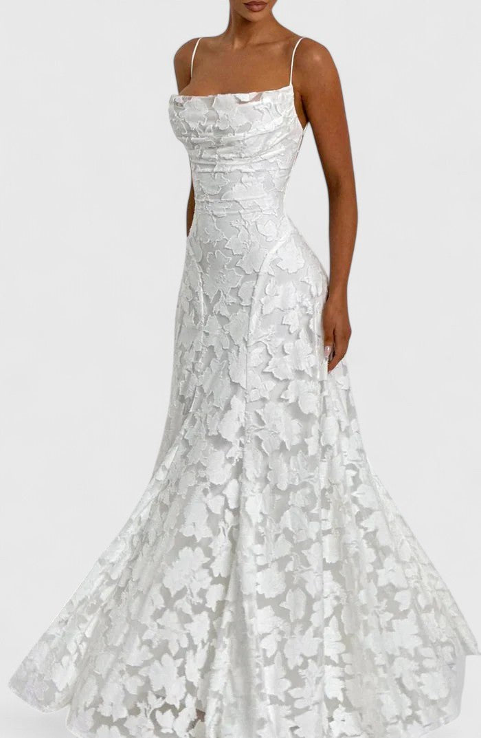 Floral Spaghetti Strap A-Line Maxi Dress with Ruching for Women
