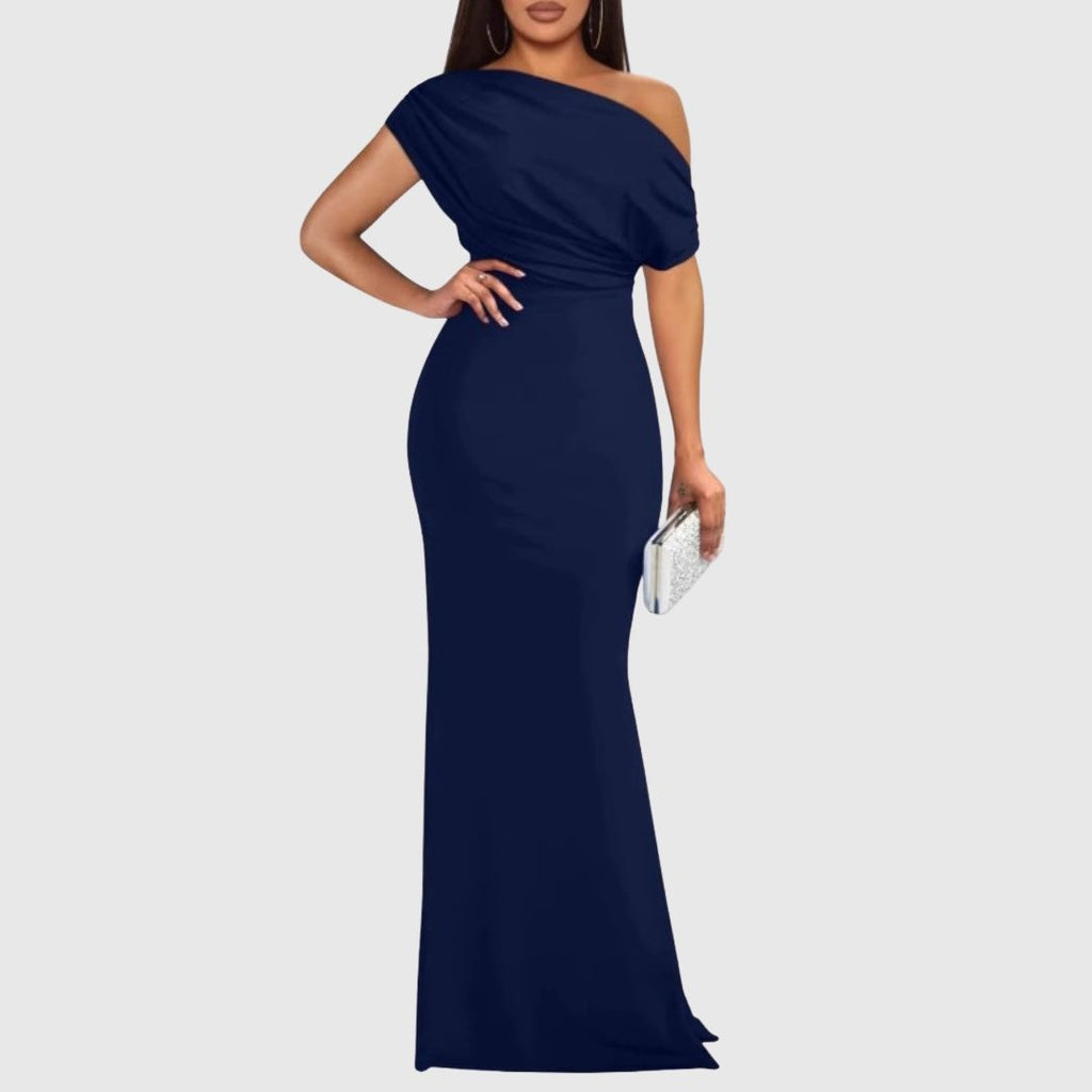 One-Shoulder Maxi Gown for Women — Asymmetrical Neckline, Fitted Silhouette