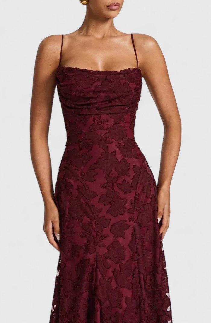 Floral Spaghetti Strap A-Line Maxi Dress with Ruching for Women