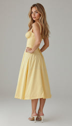 Floral Midi Dress with Sweetheart Neckline, Thin Straps and Side Slit