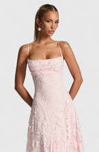 Floral Spaghetti Strap A-Line Maxi Dress with Ruching for Women
