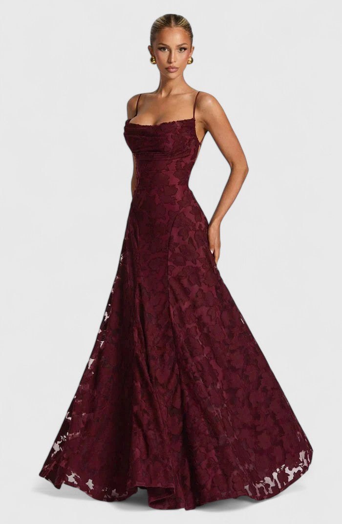 Floral Spaghetti Strap A-Line Maxi Dress with Ruching for Women