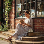 Tiered Maxi Dress with Relaxed Tunic Top and Three-Quarter Sleeves